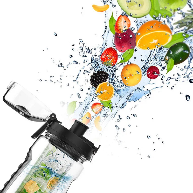 32OZ Fruit Infuser Water Bottle Juice Shaker with Flip Top Lid Anti-Slip Grips