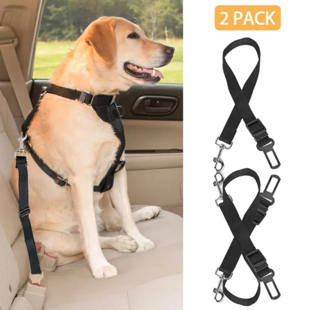 Dog Car Seat Belt 2 Pack | Adjustable Pet Safety Harness for Vehicle Travel