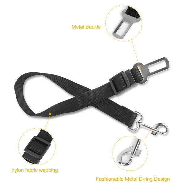 Dog Car Seat Belt 2 Pack | Adjustable Pet Safety Harness for Vehicle Travel